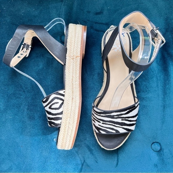 Vince Camuto Kathalia Espadrille Platform  Sandal Calf Hair Zebra Print Size 8 - Picture 7 of 15
